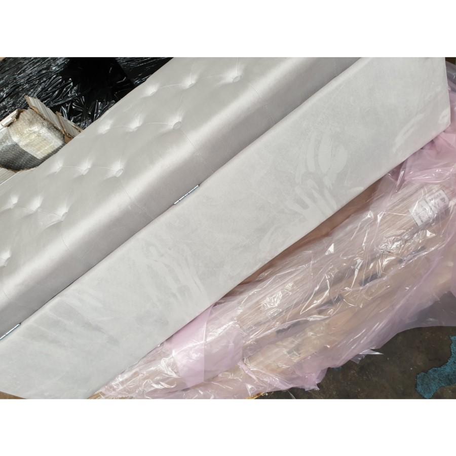 GRADE A2 - Safina Velvet Storage Blanket Box in Silver Grey with Stud Detail