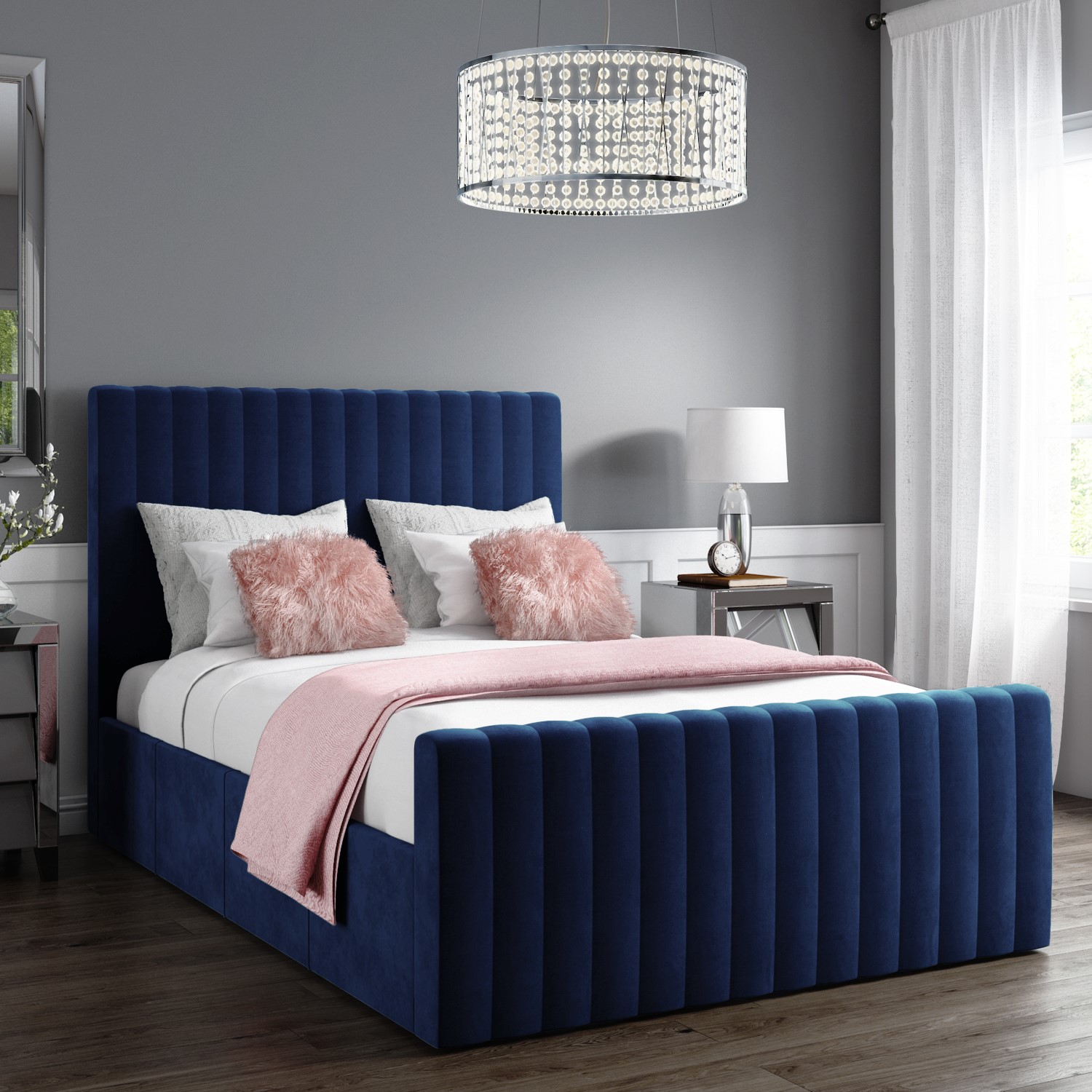 Navy Blue King Size Bed Frame - pic-napkin