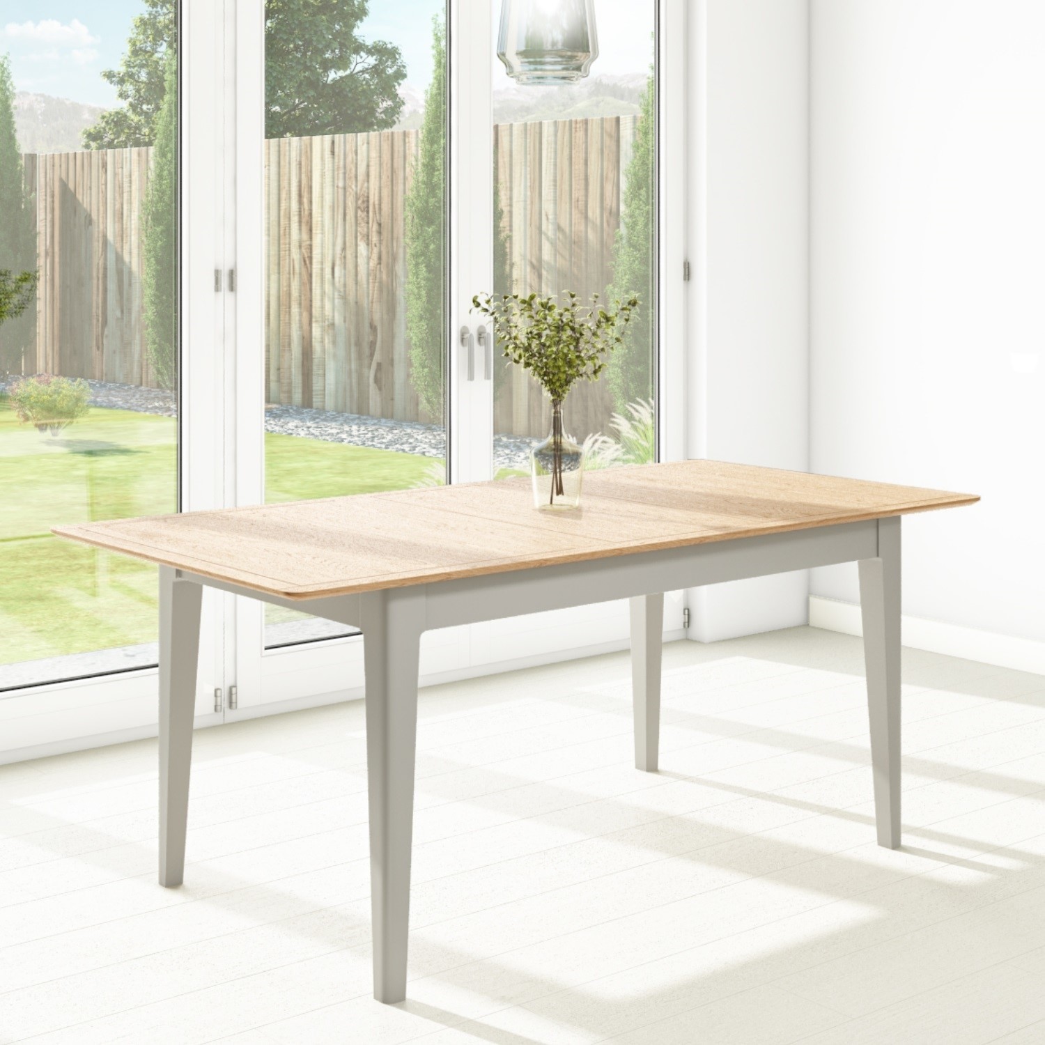 Grey Extendable Dining Table with Solid Oak Top - Seats 6 - Adeline ...