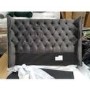 GRADE A2 - Milania Double Ottoman Bed in Dark Grey Velvet with Curved Headboard