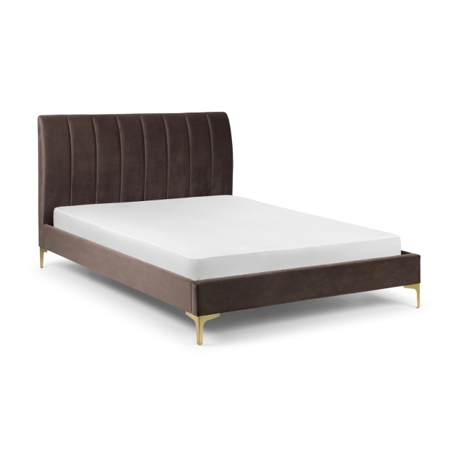 GRADE A1 - Julian Bowen Scalloped Velvet Double Bed Frame in Grey