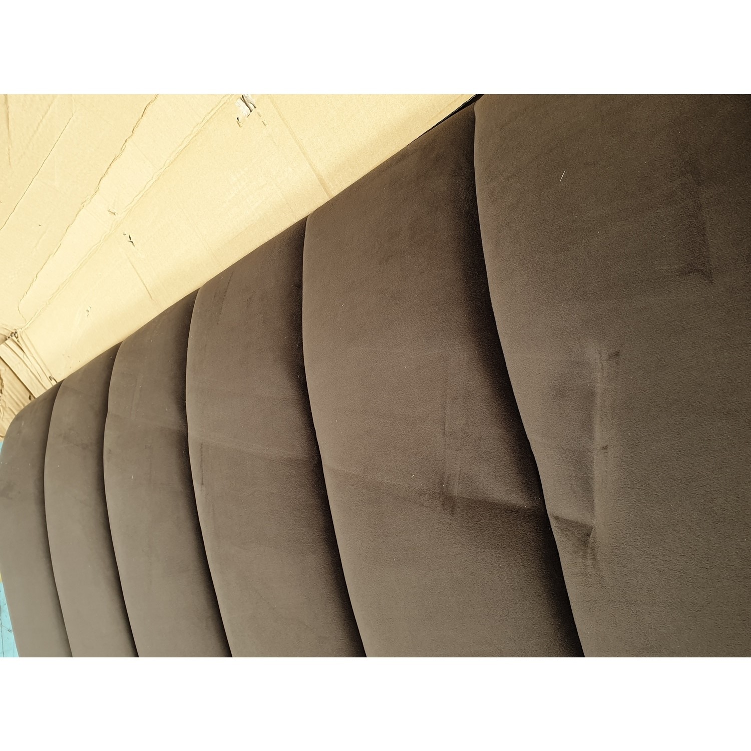 GRADE A2 Julian Bowen Scalloped Velvet Double Bed Frame in Grey