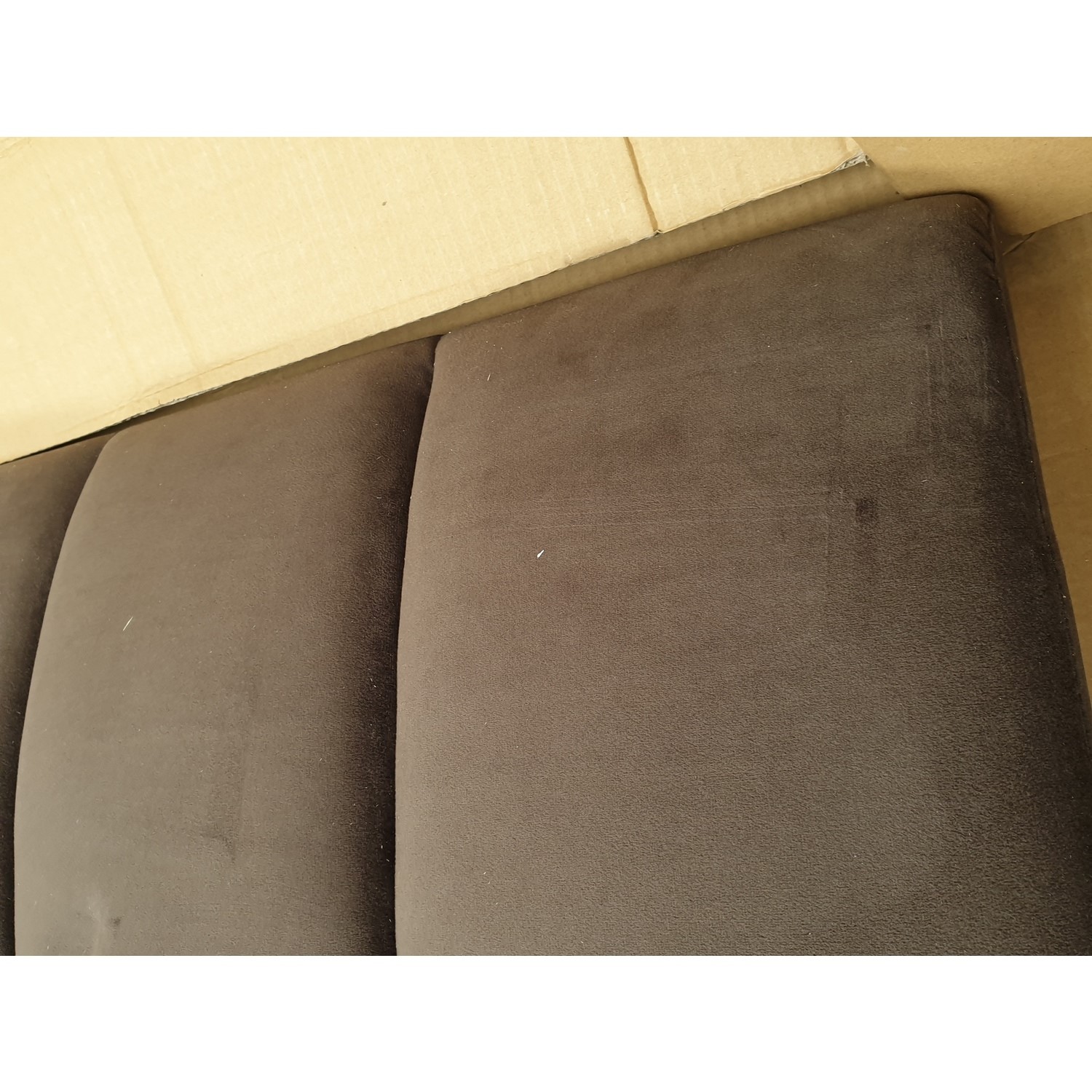 GRADE A2 Julian Bowen Scalloped Velvet Double Bed Frame in Grey