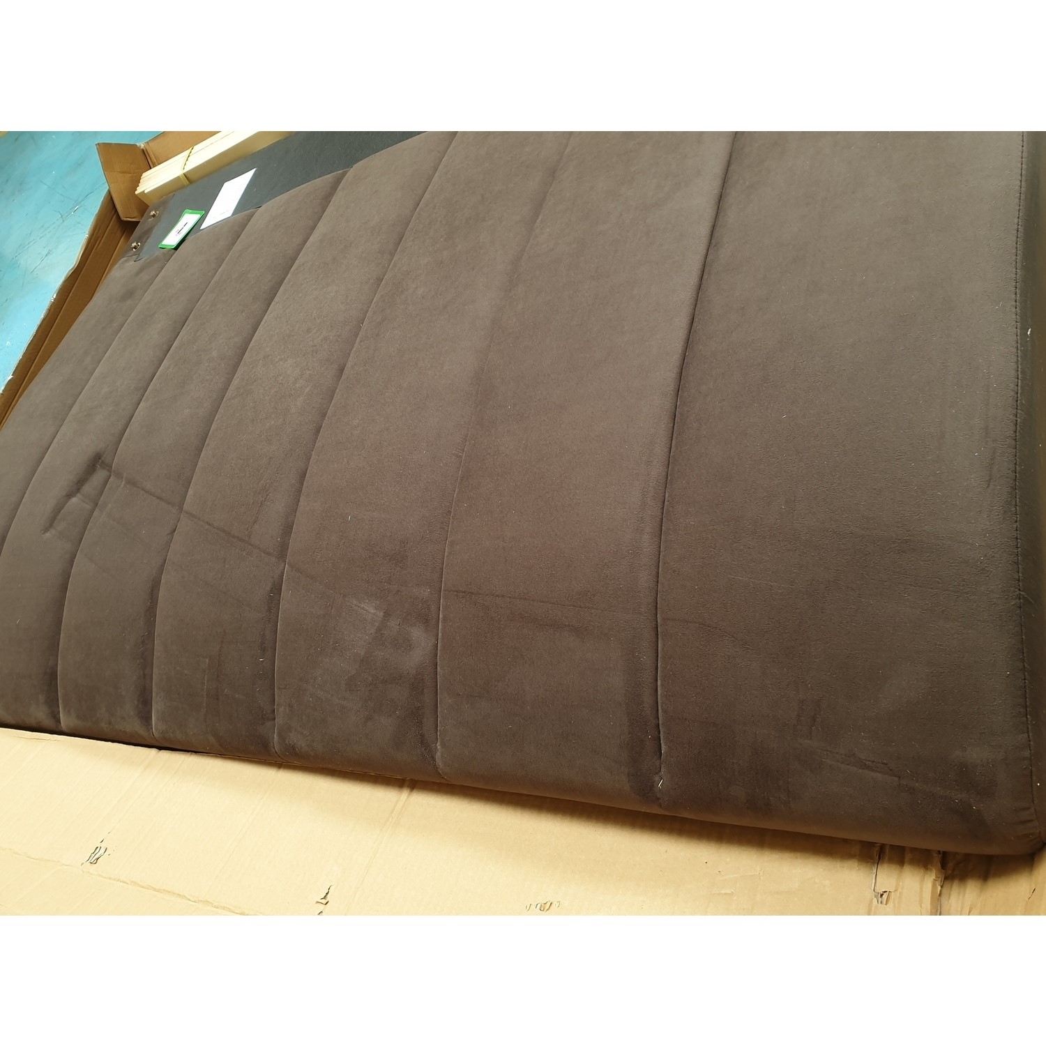 GRADE A2 Julian Bowen Scalloped Velvet Double Bed Frame in Grey