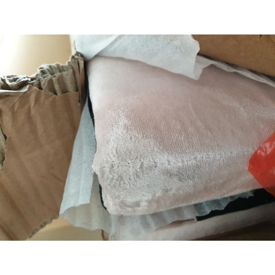 GRADE A2 - Safina Wing Back Single Bed in Baby Pink Velvet with Underbed Drawer