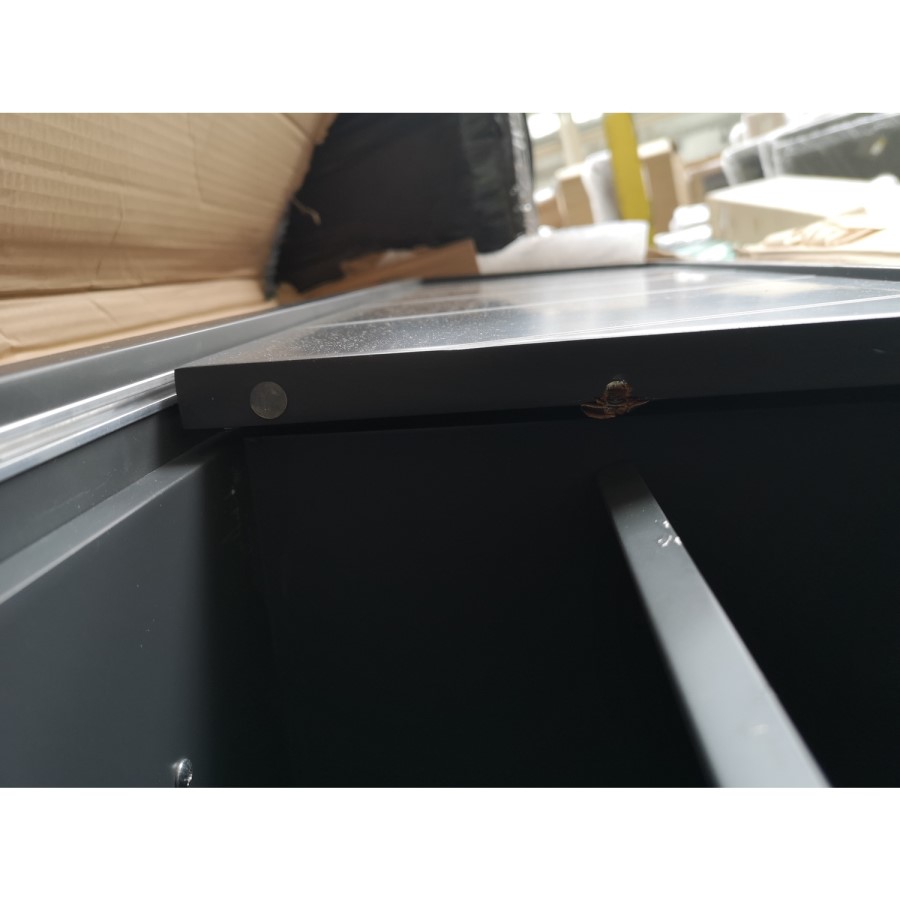 GRADE A2 - Dark Grey and Gold Curved TV Unit - TVs up to 70 inches - Olis