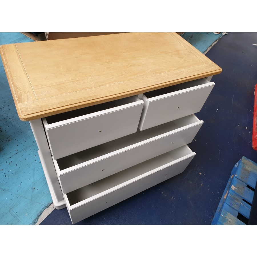 GRADE A2 - Darley Two Tone Chest of Drawers in Solid Oak and Light Grey