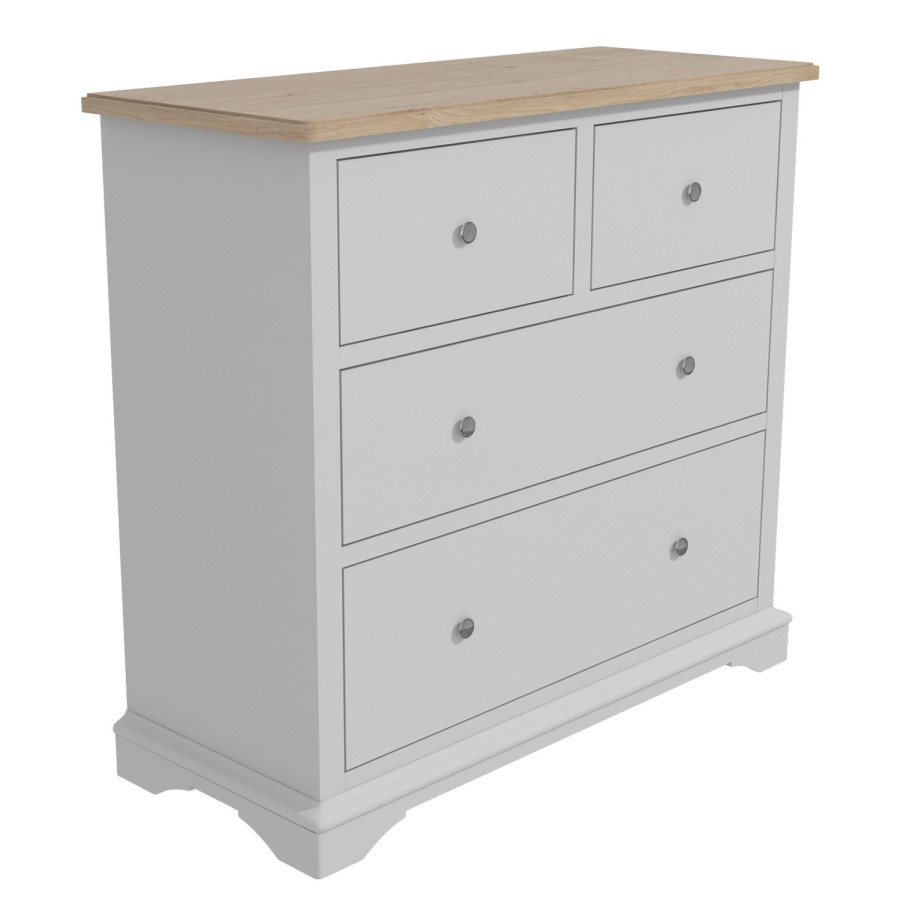 GRADE A2 - Darley Two Tone Chest of Drawers in Solid Oak and Light Grey