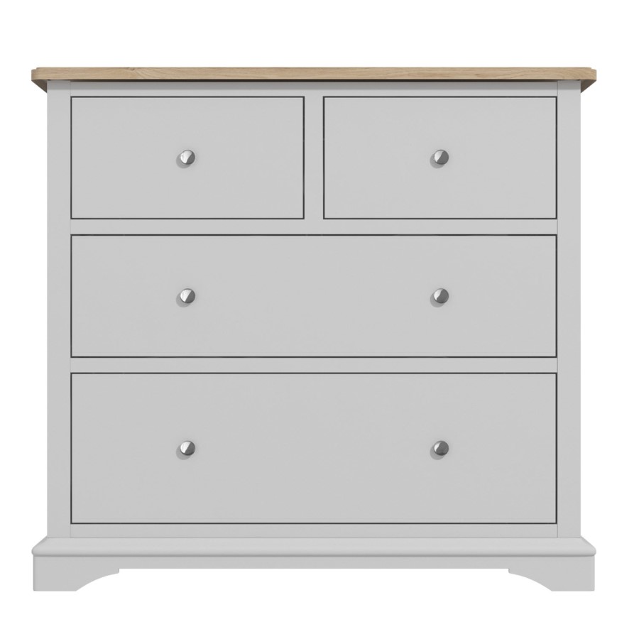GRADE A2 - Darley Two Tone Chest of Drawers in Solid Oak and Light Grey