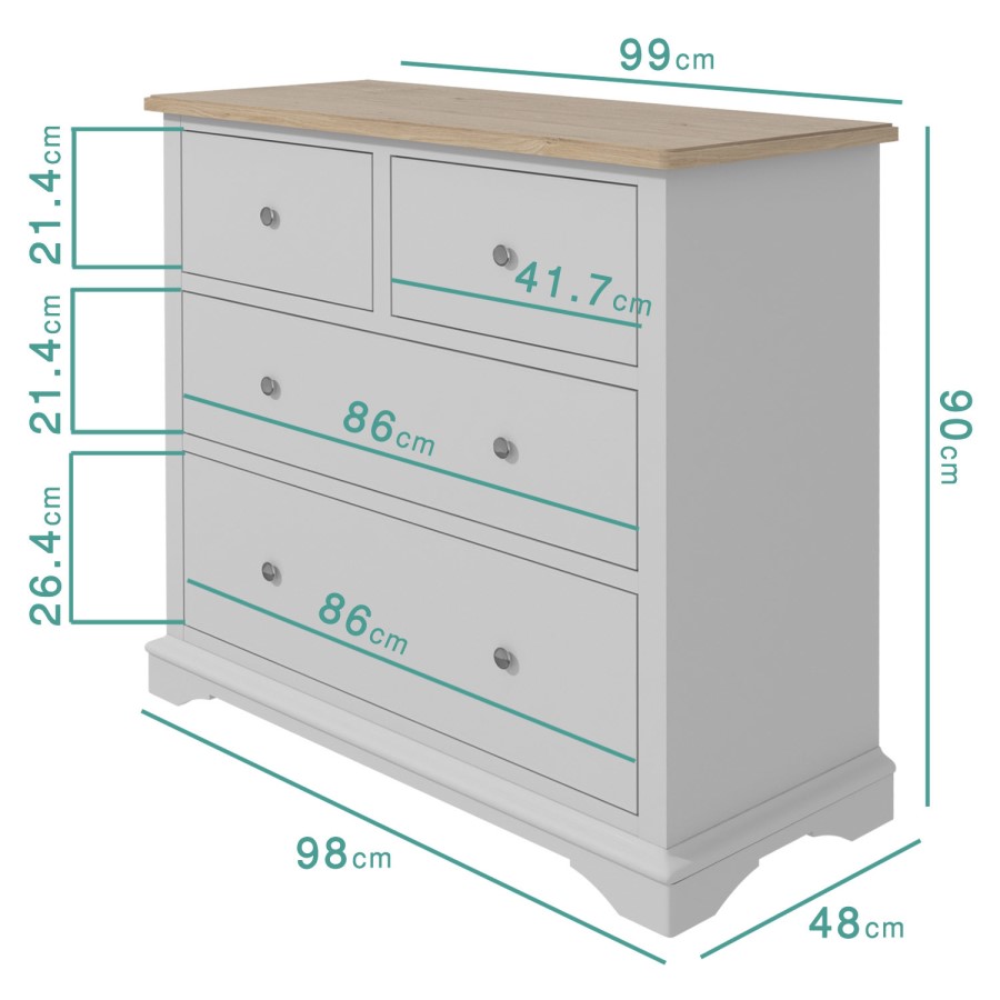 GRADE A2 - Darley Two Tone Chest of Drawers in Solid Oak and Light Grey