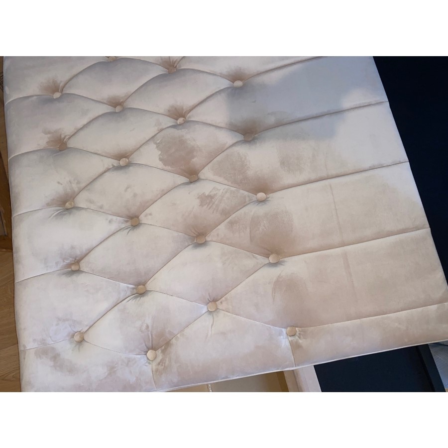 GRADE A2 - Safina Small Double Ottoman Bed in Light Beige with Quilted Button Headboard