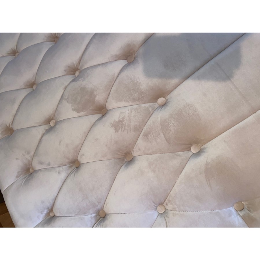 GRADE A2 - Safina Small Double Ottoman Bed in Light Beige with Quilted Button Headboard