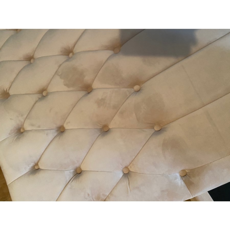 GRADE A2 - Safina Small Double Ottoman Bed in Light Beige with Quilted Button Headboard