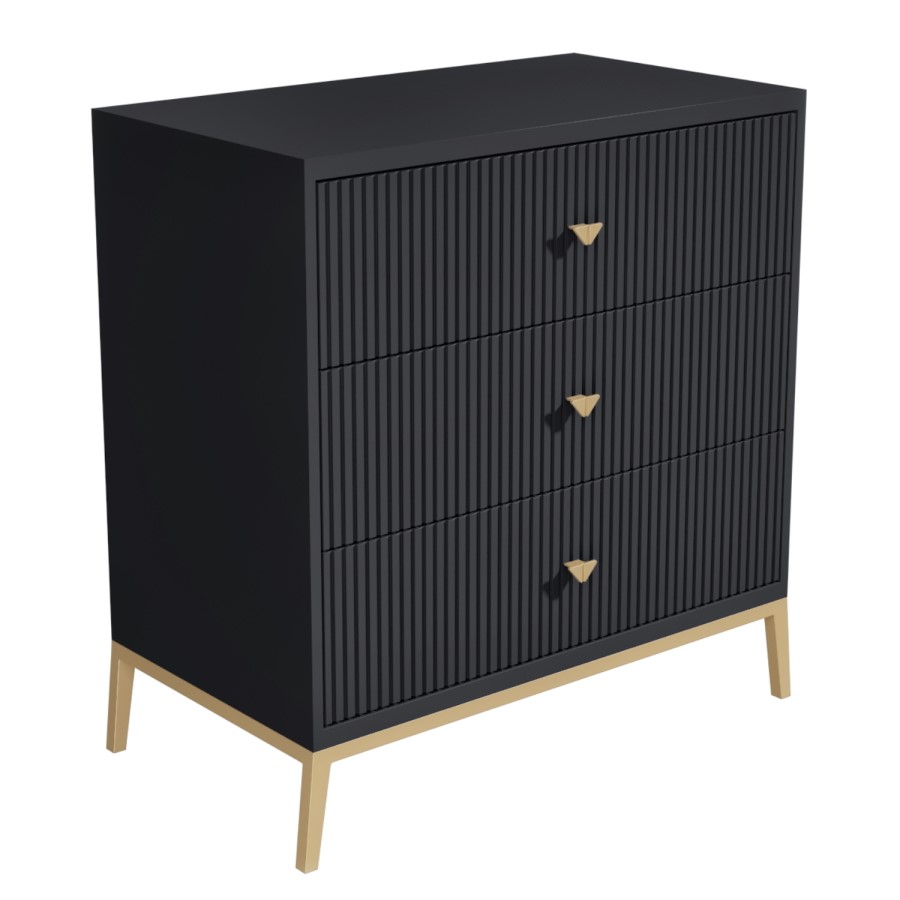 GRADE A1 - Maya Art Deco Chest of Drawers in Dark Grey