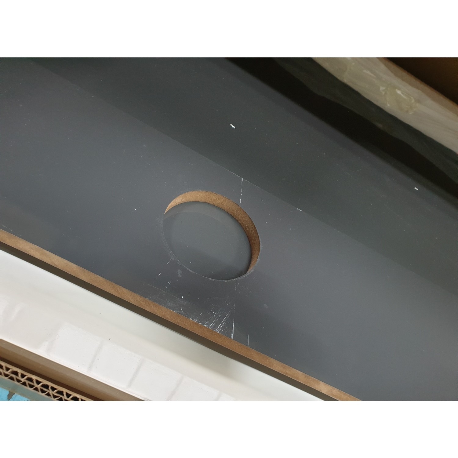 GRADE A2 Large White High Gloss TV Unit with Grey Shelf Harlow