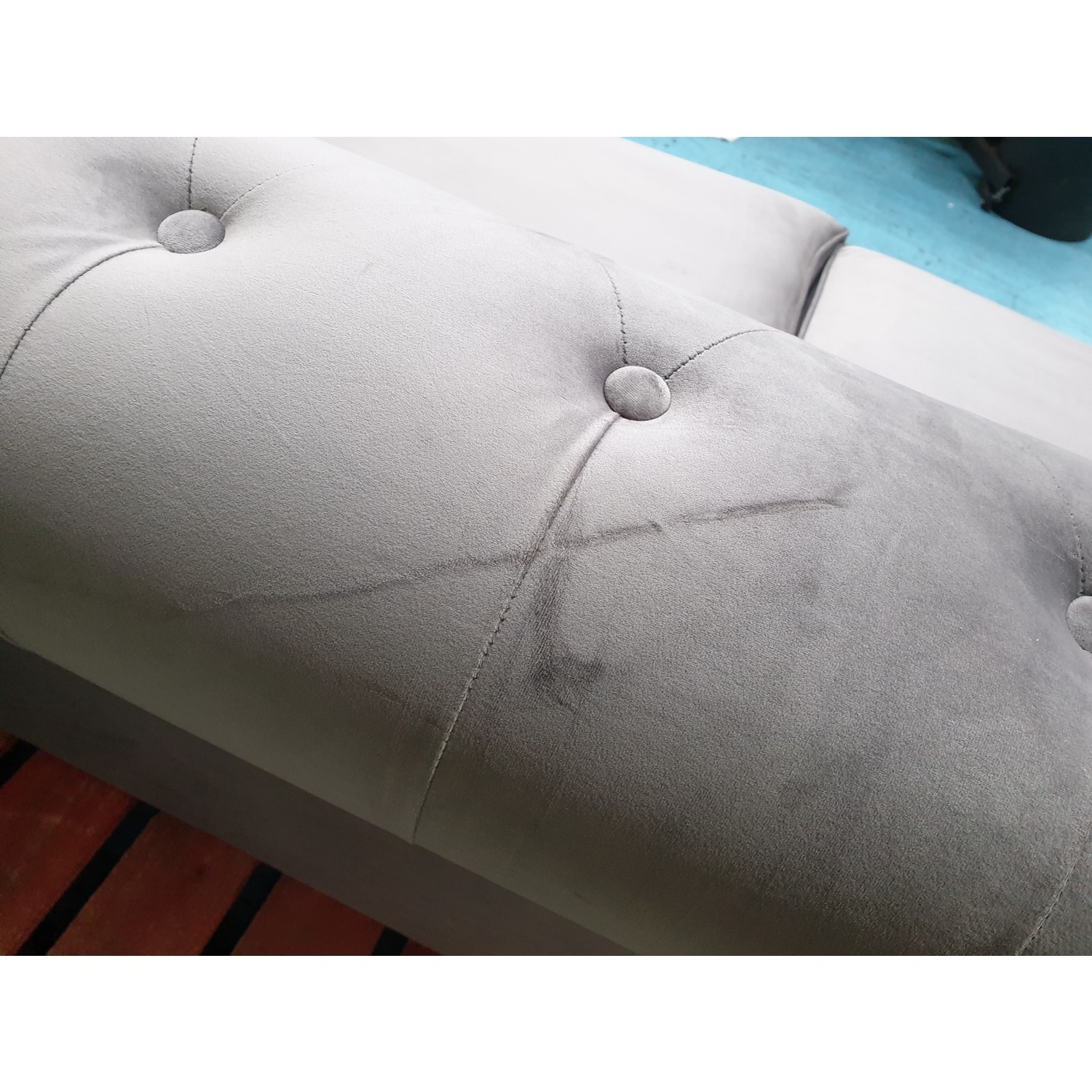 GRADE A2 Grey Velvet Chesterfield Sofa Bed Seats 3 Double Bed