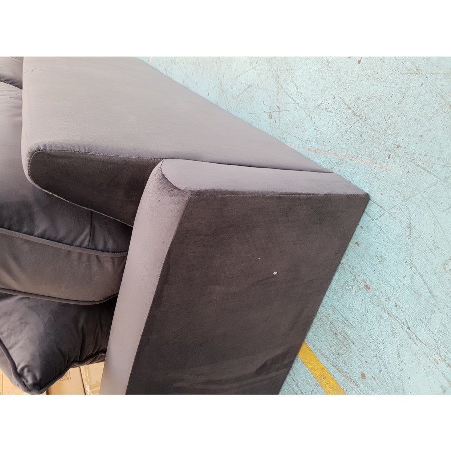 GRADE A2 - Payton Charcoal Grey Velvet 3 Seater Sofa