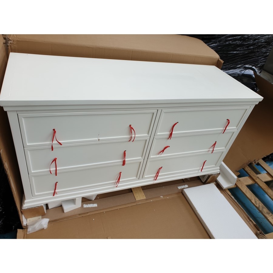 GRADE A2 - Georgia 6 Drawer Wide Chest of Drawers in White
