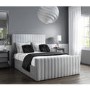 GRADE A2 - Khloe King Size Side Ottoman Bed in Silver Grey Velvet