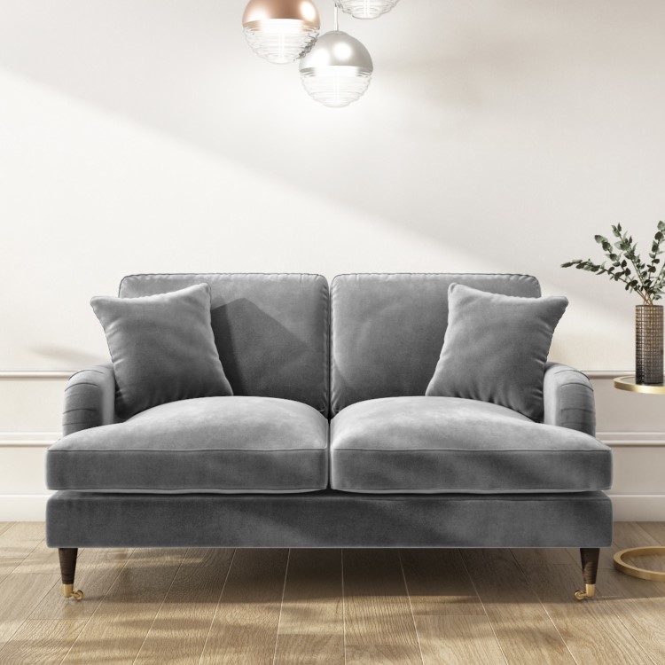 Silver Grey Velvet 2 Seater Sofa - Payton