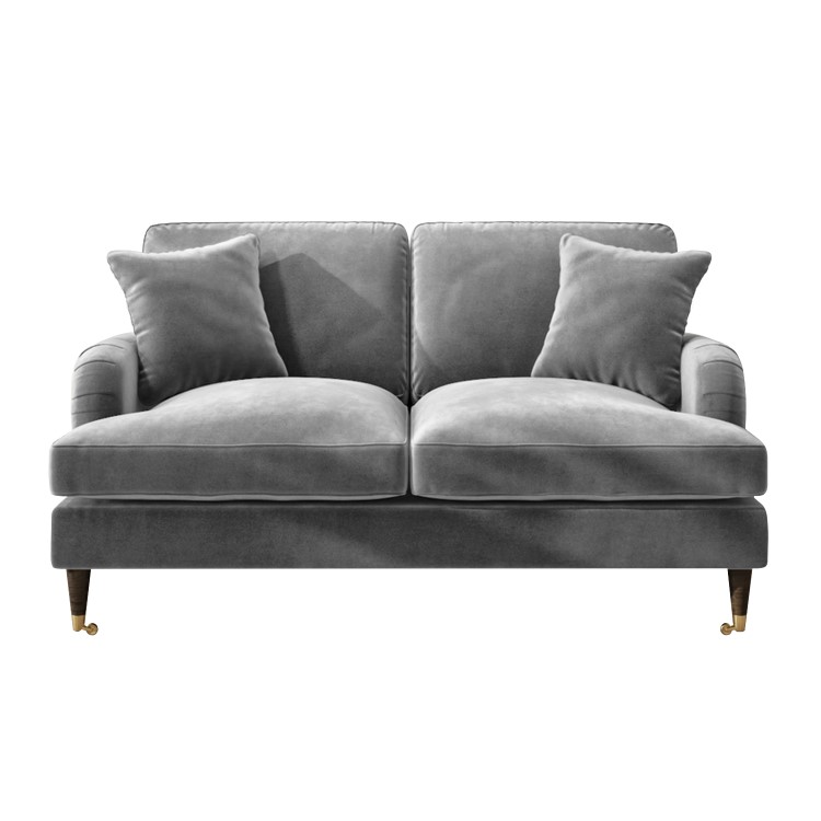 Silver Grey Velvet 2 Seater Sofa - Payton