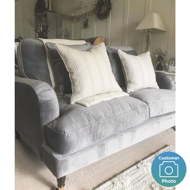 Silver Grey Velvet 2 Seater Sofa - Payton