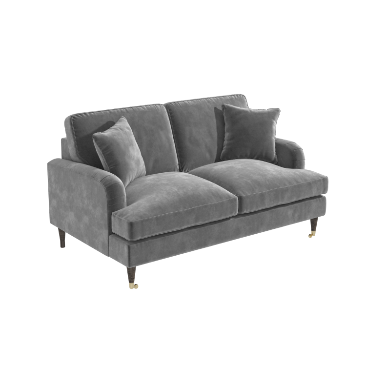 Silver Grey Velvet 2 Seater Sofa - Payton