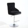 GRADE A1 - Black Velvet Adjustable Bar Stool - Rocco