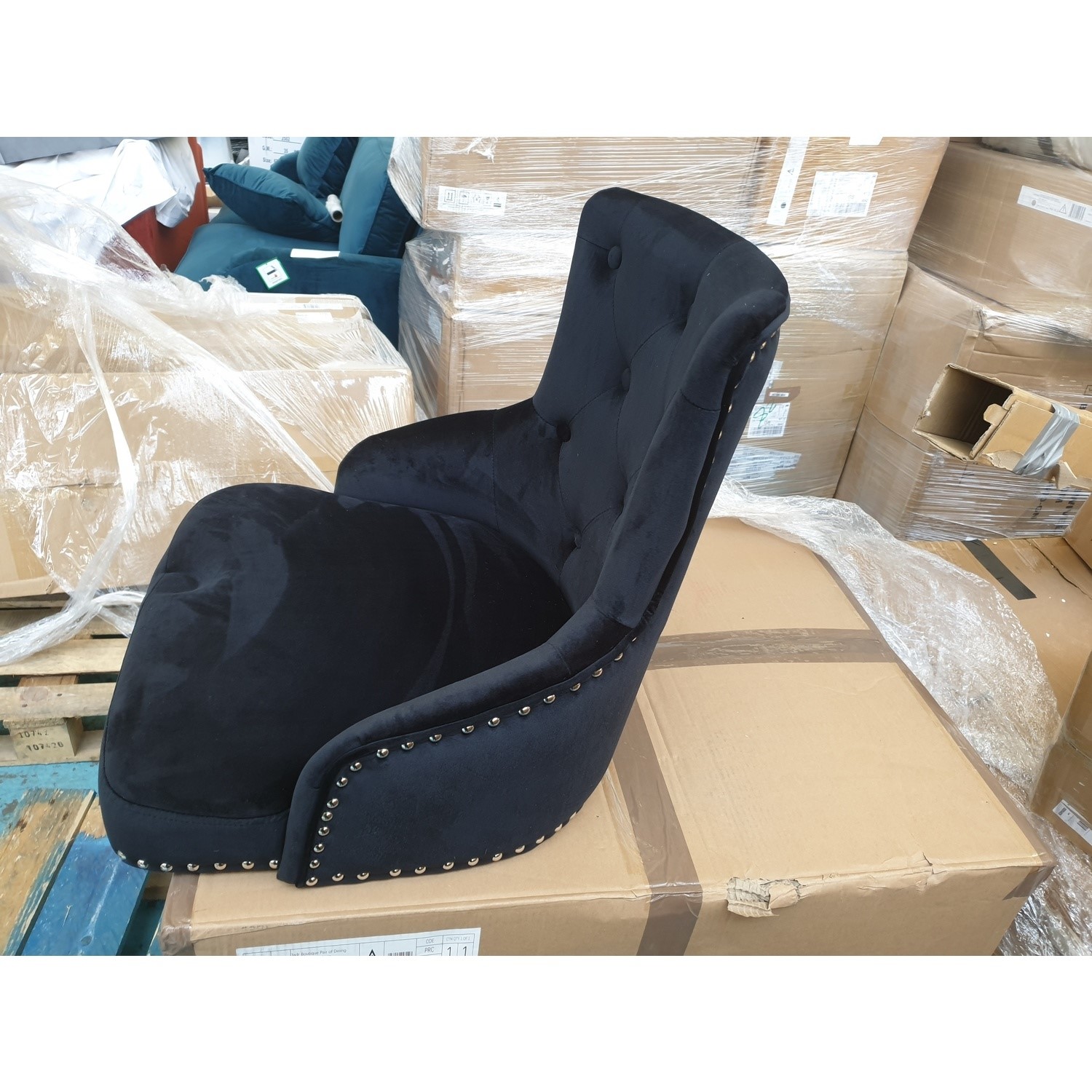 GRADE A2 Black Velvet Adjustable Bar Stool Rocco Furniture123