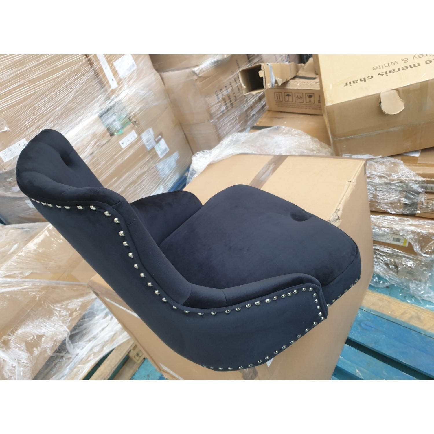 GRADE A2 Black Velvet Adjustable Bar Stool Rocco Furniture123