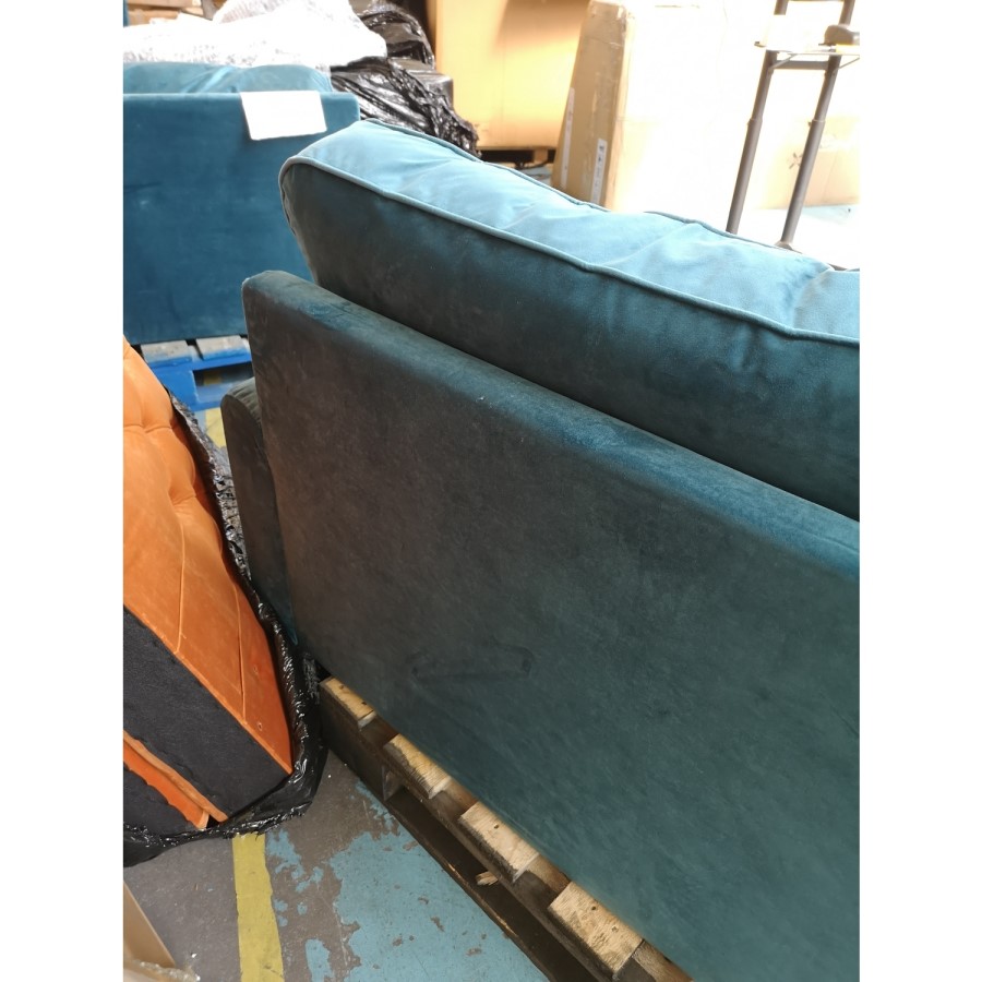 GRADE A2 - Payton Teal Blue Velvet 3 Seater Sofa