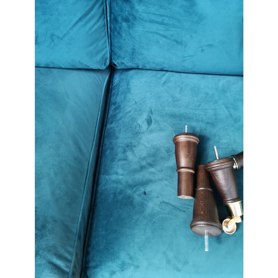 GRADE A2 - Payton Teal Blue Velvet 3 Seater Sofa