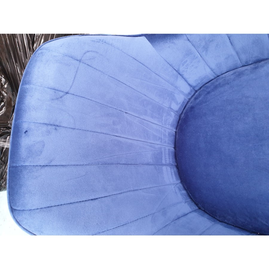 GRADE A2 - Set of 2 Navy Blue Velvet Dining Tub Chairs with Chrome Legs - Logan