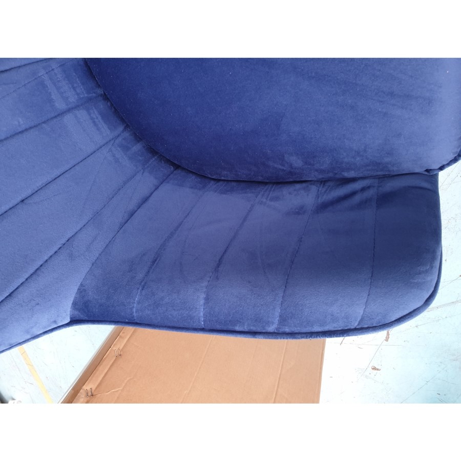 GRADE A2 - Set of 2 Navy Blue Velvet Dining Tub Chairs with Chrome Legs - Logan