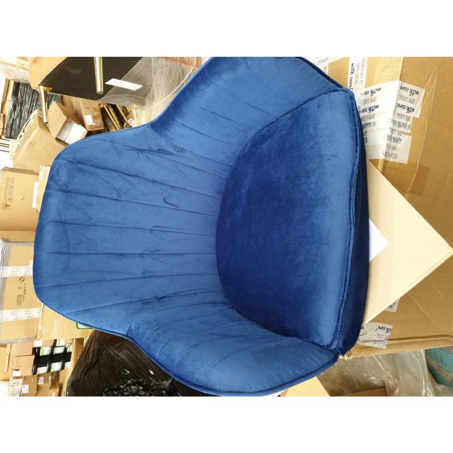 GRADE A2 - Set of 2 Navy Blue Velvet Dining Tub Chairs with Chrome Legs - Logan