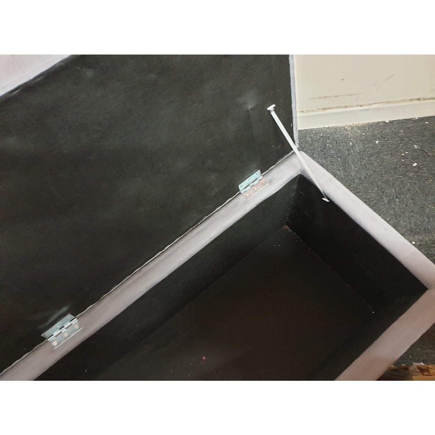 GRADE A2 Safina Velvet Storage Blanket Box in Grey with Stud Detail