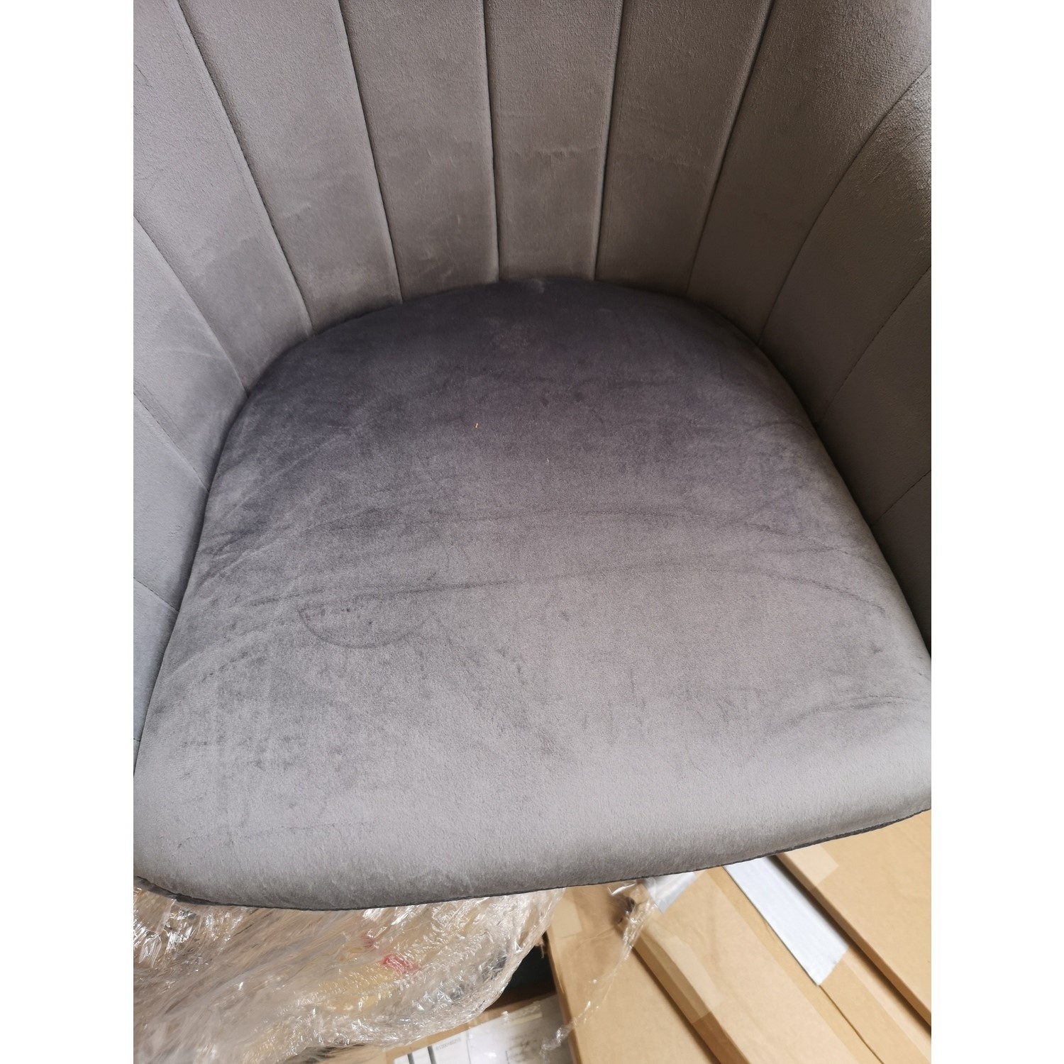 GRADE A2 Grey Velvet Bar Stool with Arms 67cm Logan Furniture123