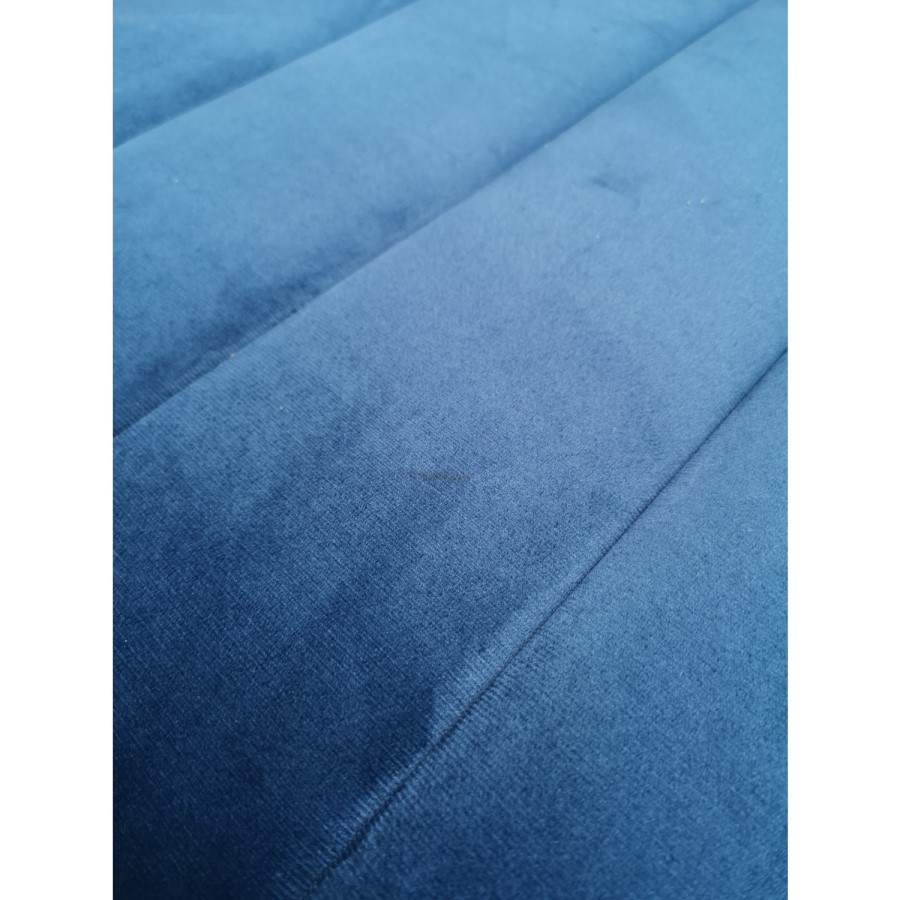 GRADE A2 - Safina Striped Top Ottoman Storage Bench in Navy Blue Velvet