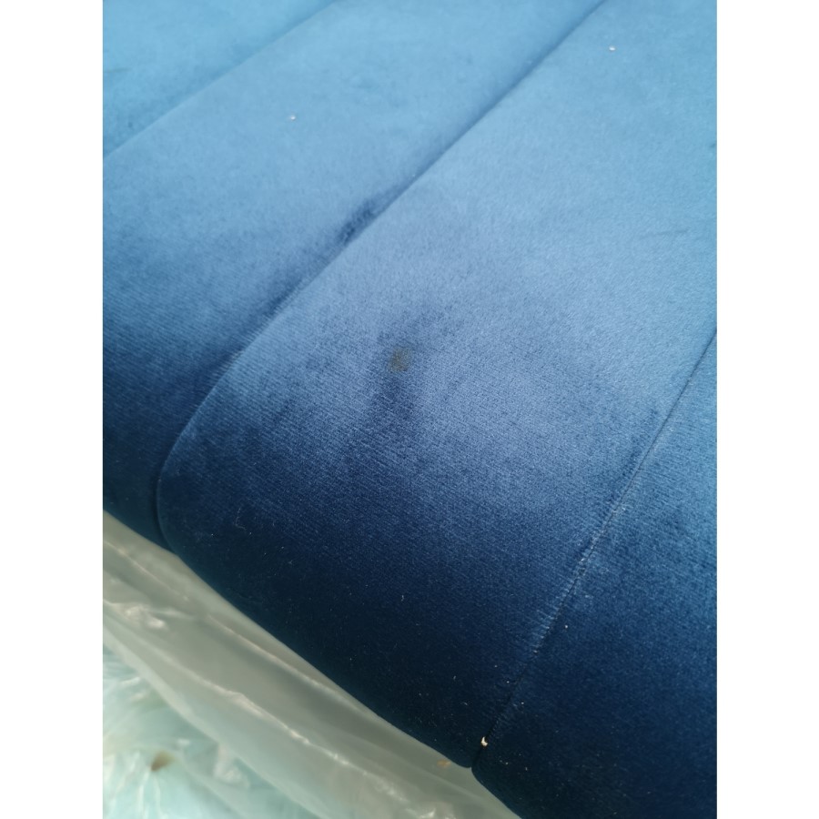 GRADE A2 - Safina Striped Top Ottoman Storage Bench in Navy Blue Velvet