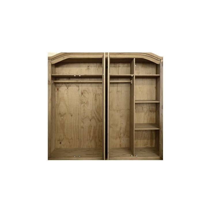 Solid Pine 4 Door Wardrobe - Corona - Seconique