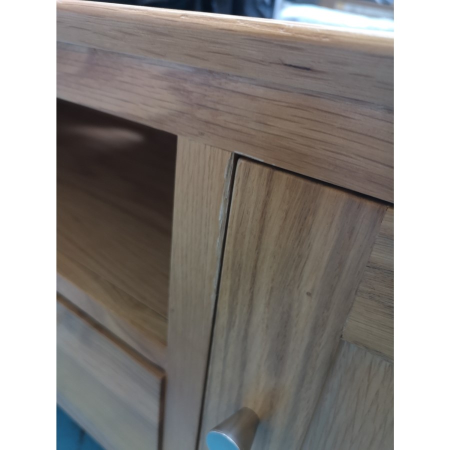 GRADE A2 - Large Solid Wood TV Unit with Storage - TV's up to 70" - Adeline