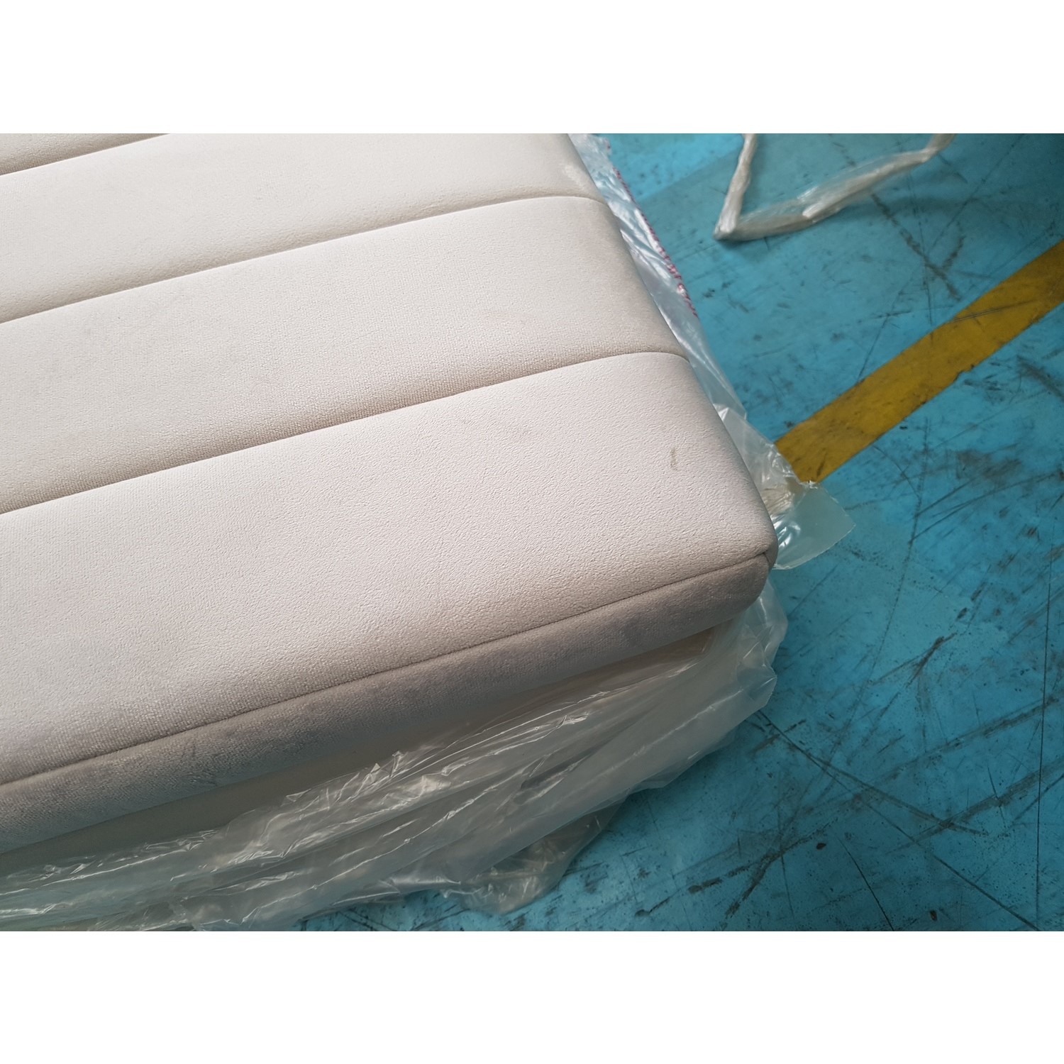 GRADE A2 Safina Striped Top Ottoman Storage Bench in Silver Grey