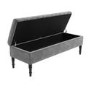 GRADE A2 - Safina Striped Top Ottoman Storage Bench in Silver Grey Velvet