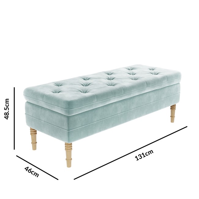 Light Blue Velvet Ottoman Storage Bench - Safina