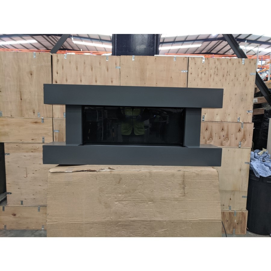 GRADE A2 - AmberGlo Grey Wall Mounted Electric Fireplace Suite