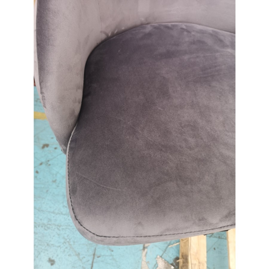 GRADE A2 - Dark Grey Velvet Swivel Bar Stool - Jade Boutique