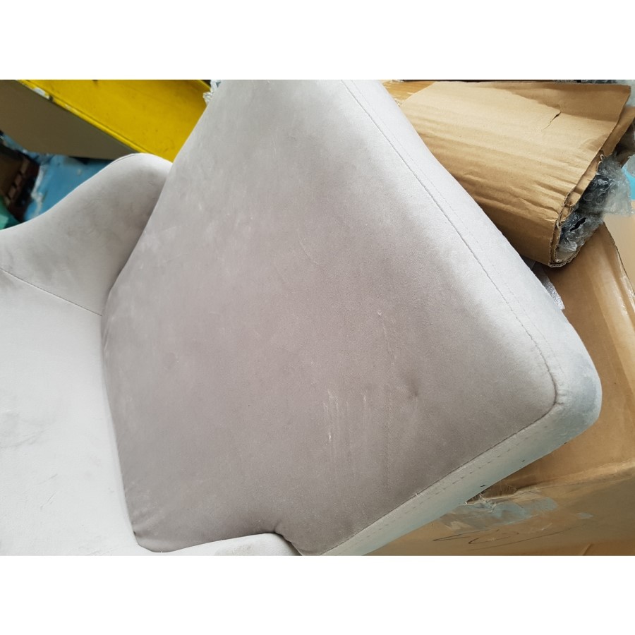 GRADE A2 - Pair of Beige Velvet Dining Chairs with Button Back & Black Legs - Maddy