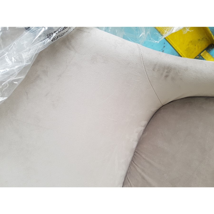 GRADE A2 - Pair of Beige Velvet Dining Chairs with Button Back & Black Legs - Maddy