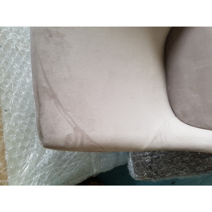 GRADE A2 - Pair of Beige Velvet Dining Chairs with Button Back & Black Legs - Maddy