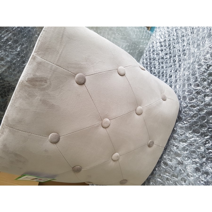 GRADE A2 - Pair of Beige Velvet Dining Chairs with Button Back & Black Legs - Maddy